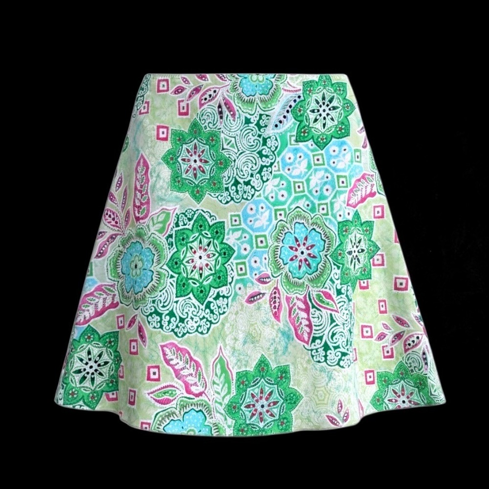 Byer California Womens Green Floral Geometric A-Line Skirt‎ Boho Lined Large
